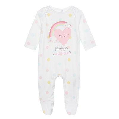 Baby girls' pink 'Grandma's little sunshine' sleepsuit